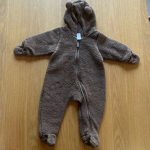 Baby bear zip up full fleece winter onesie